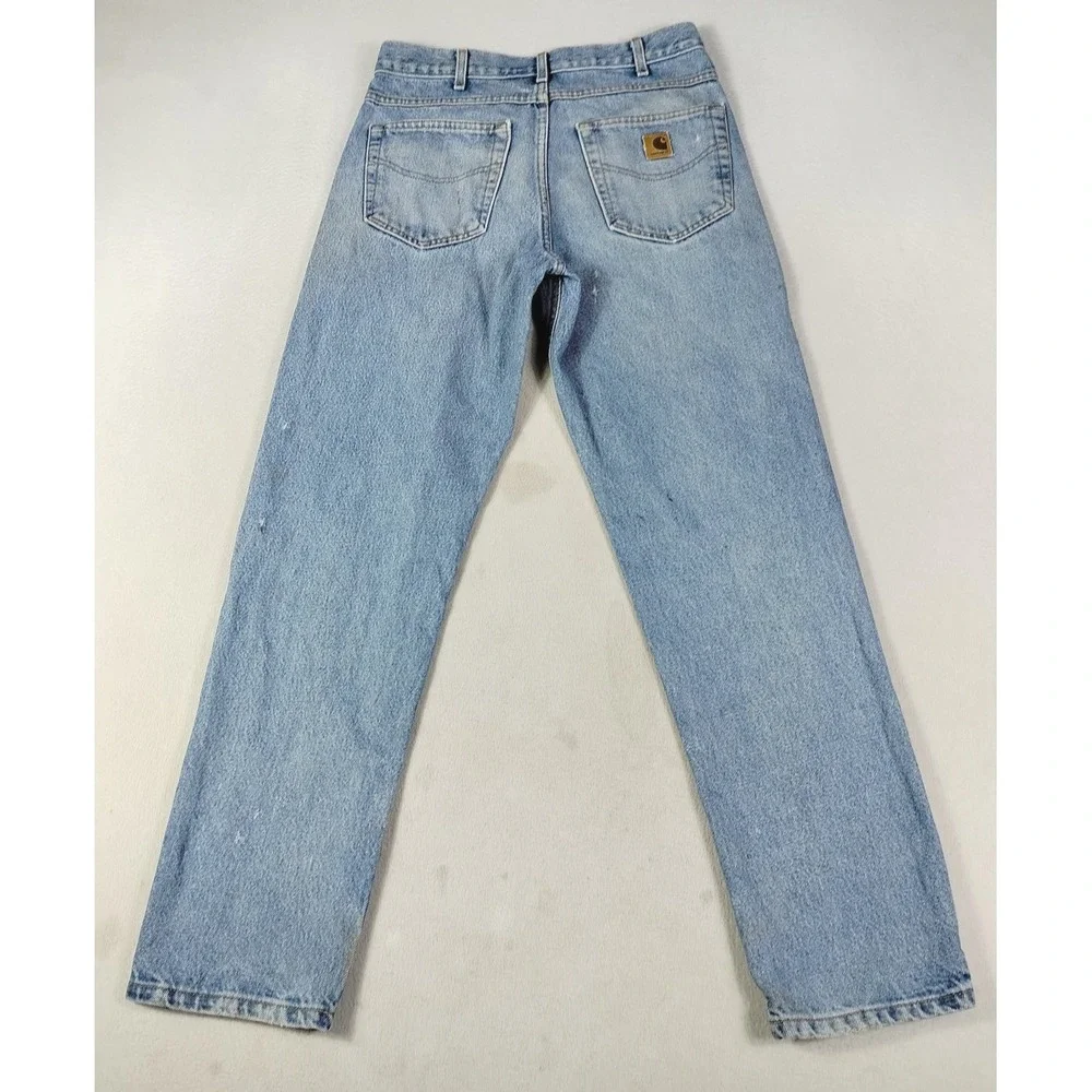 Carhartt Jeans Mens 32 Blue Relaxed Tapered Denim Workwear Distressed Thrashed